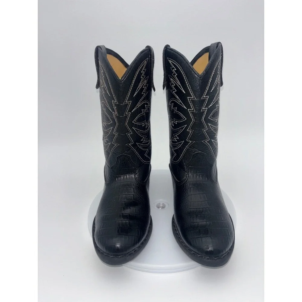 SMARTFIT Black Cowboy Boots Western Cowgirl Kid Croc Crocodile Toddler Little 13